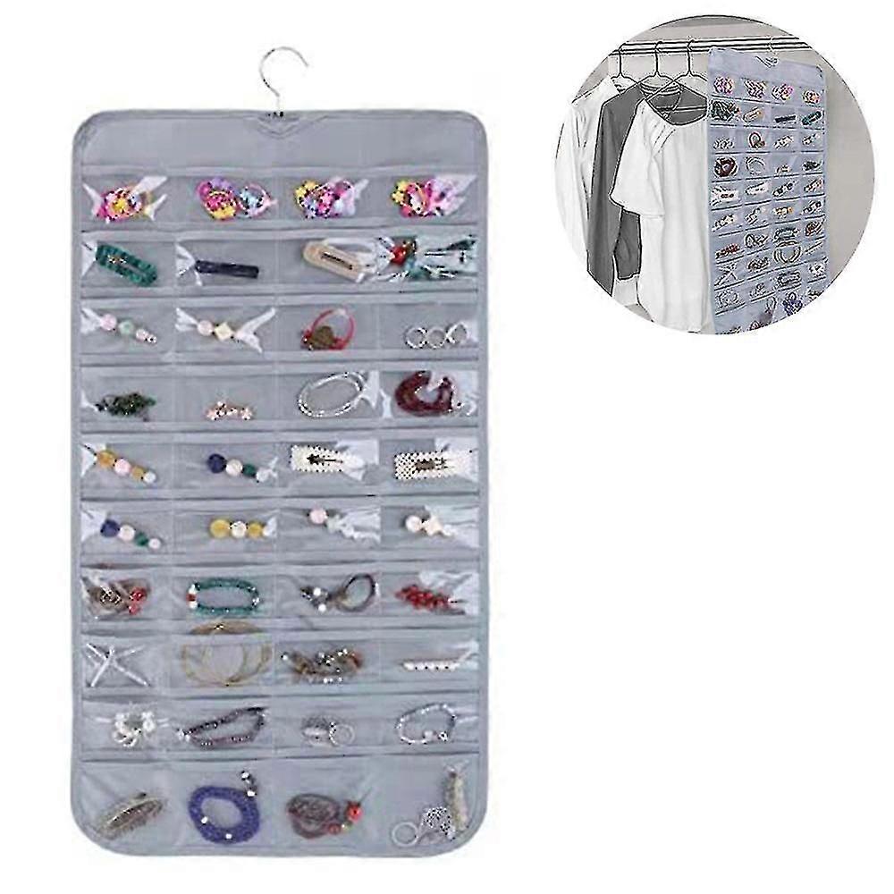80 Clear Pockets Jewelry Wall Organizer-Black
