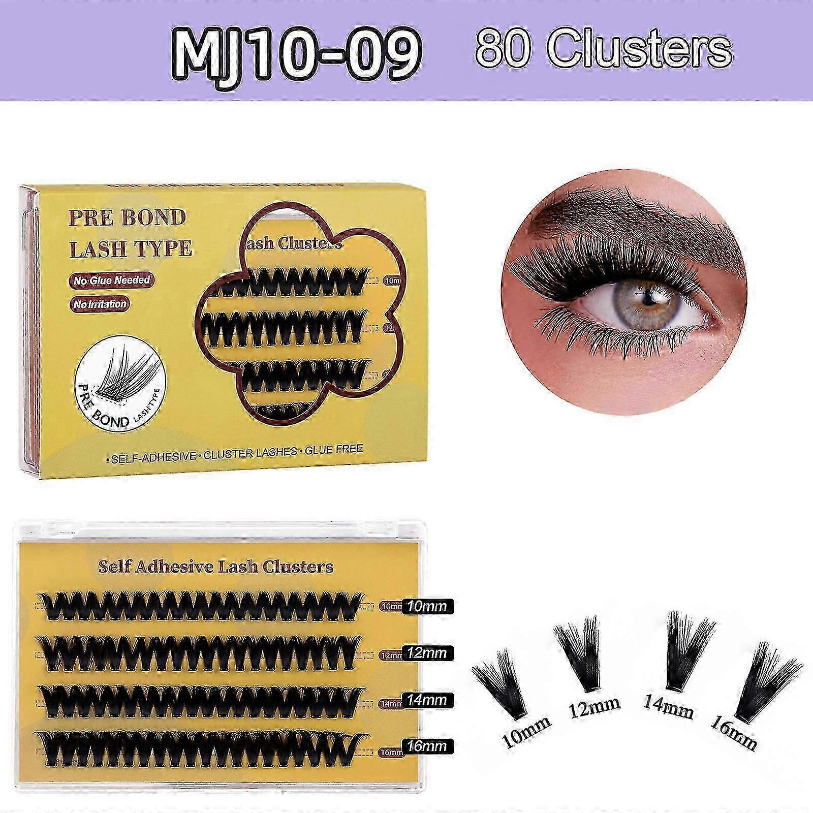 Segmented Individual Lash Clusters Kit Glue-Free Pre Bond Self-adhesive Fake Eyelashes Natural-Looking Extension Kit