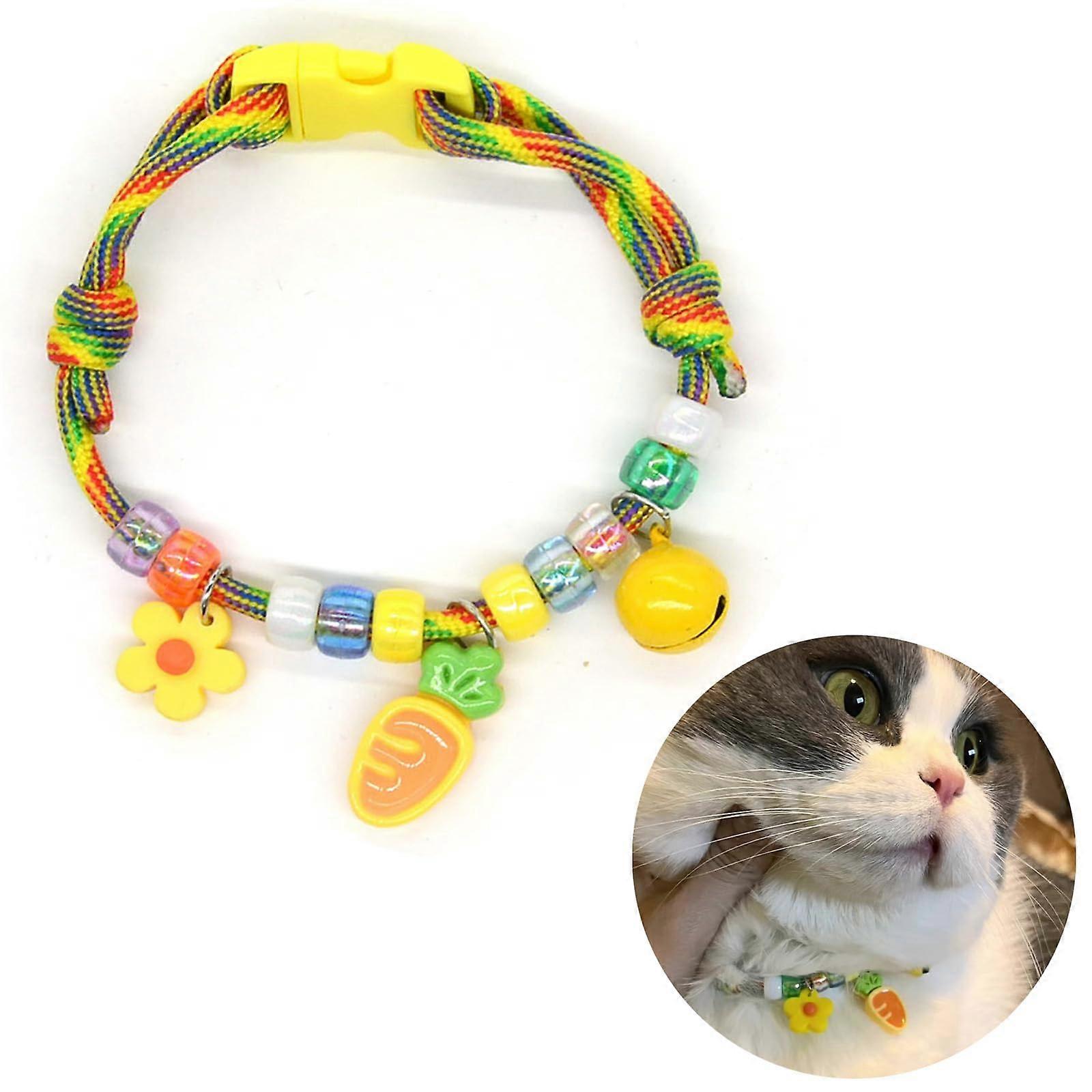 Reflective Cat Collar With Bell, Adjustable Quick-Release Buckle, Carrot Design Pattern, Universal Fit