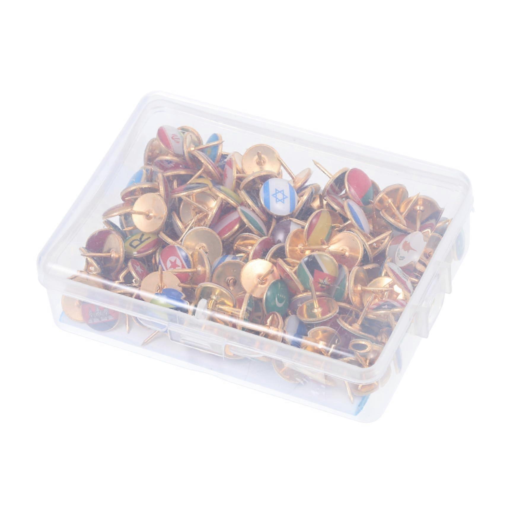 194 Pieces Push Pins with National Flags for Cork Boards, Maps, Office Decor, and Craft Projects