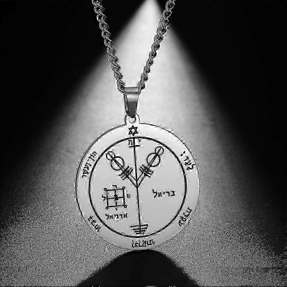 Apply Jupiter Seal Talisman Amulette Pendentif Collier Hexagramme Acier Inoxydable Longue Chaîne Colliers Pour Hommes