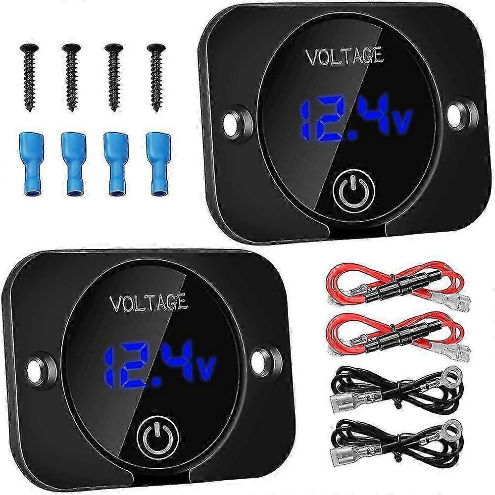 LED Digital Voltmeter with Contact Switch,DC 12V 24V Car Voltmeter LED Digital Display Waterproof