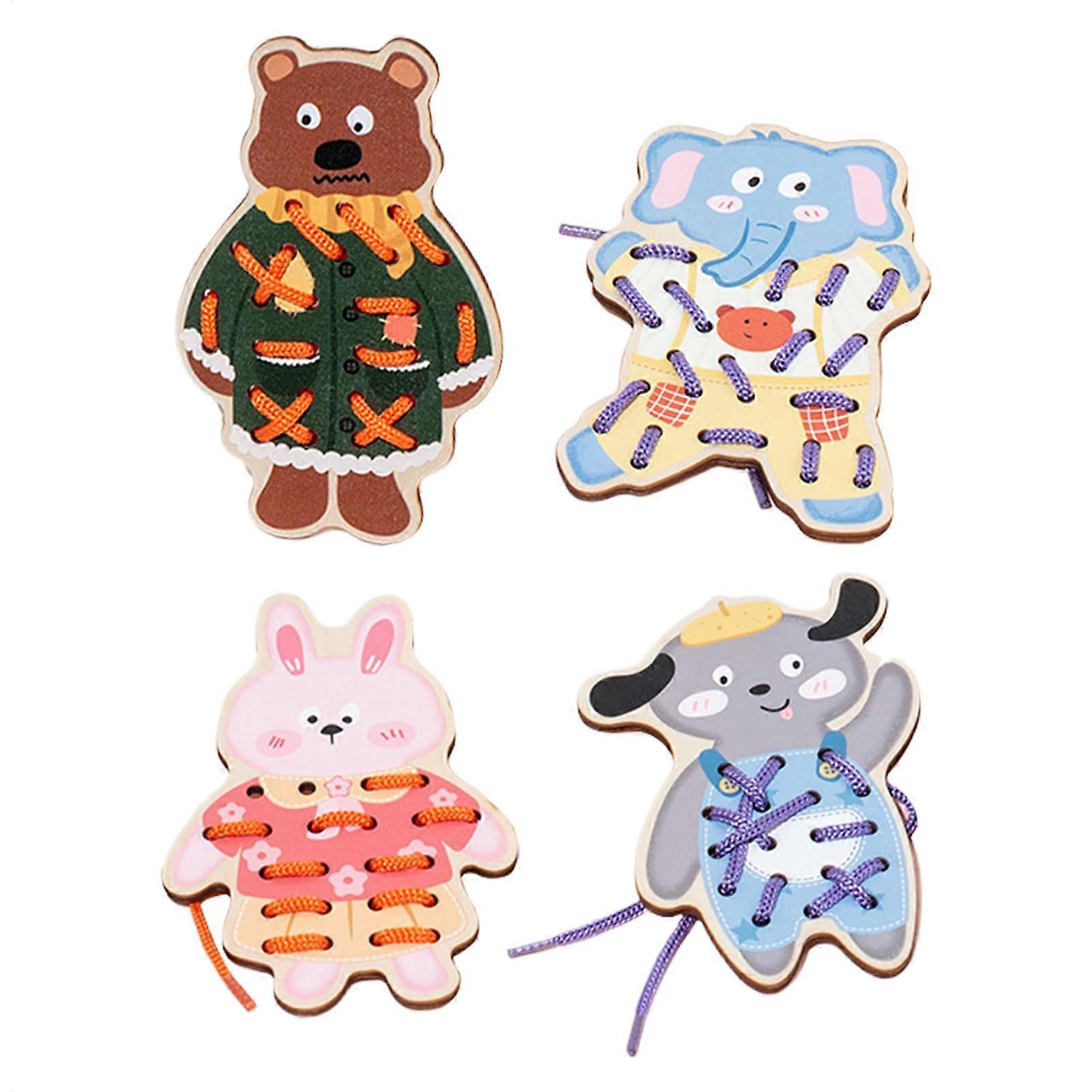 Animalthemed children's quiet time activities, shoe tying practice, preschool learning