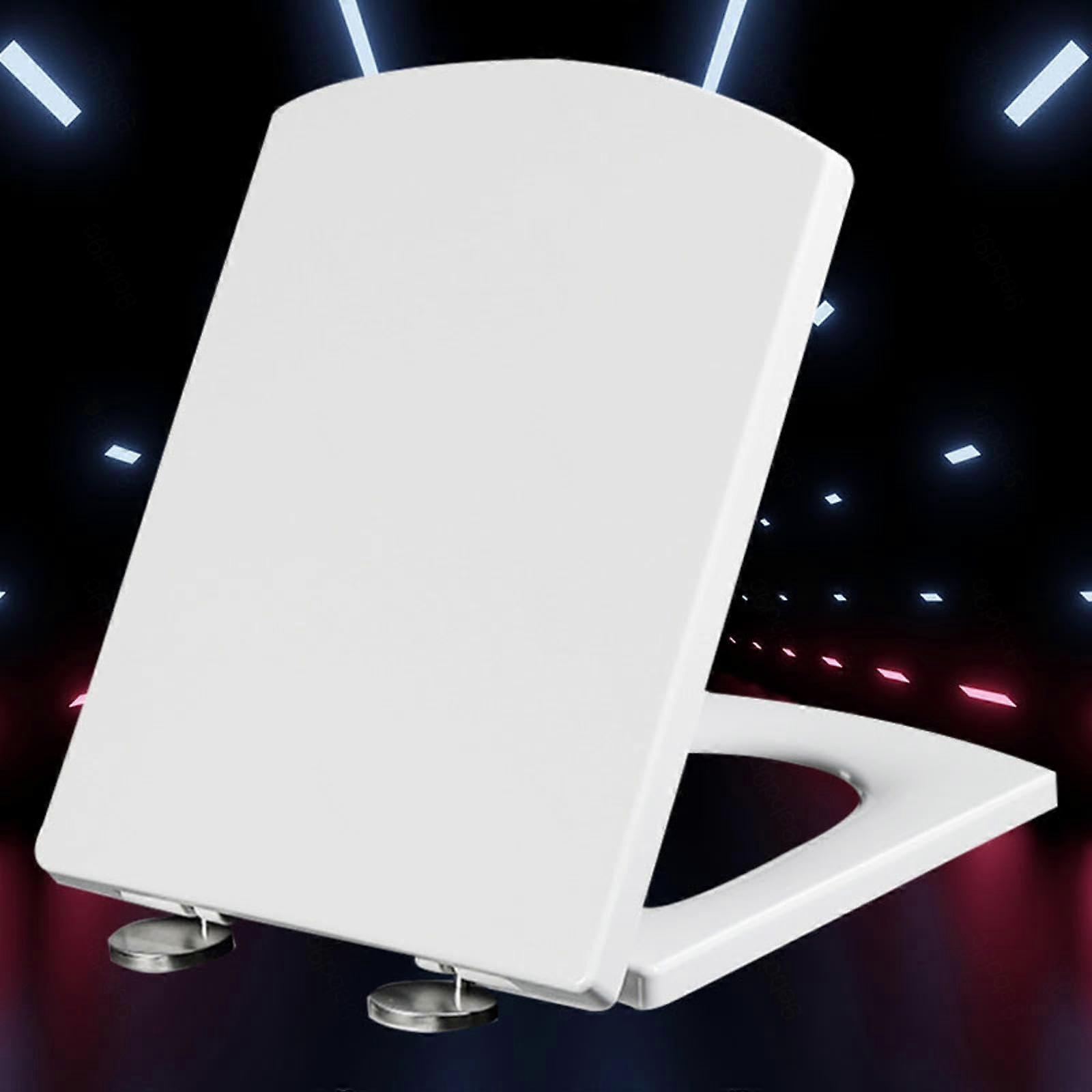 Soft Close Toilet Seat Square with Lid Fixing Soft Close Antibacterial Universal Fit 37*47cm