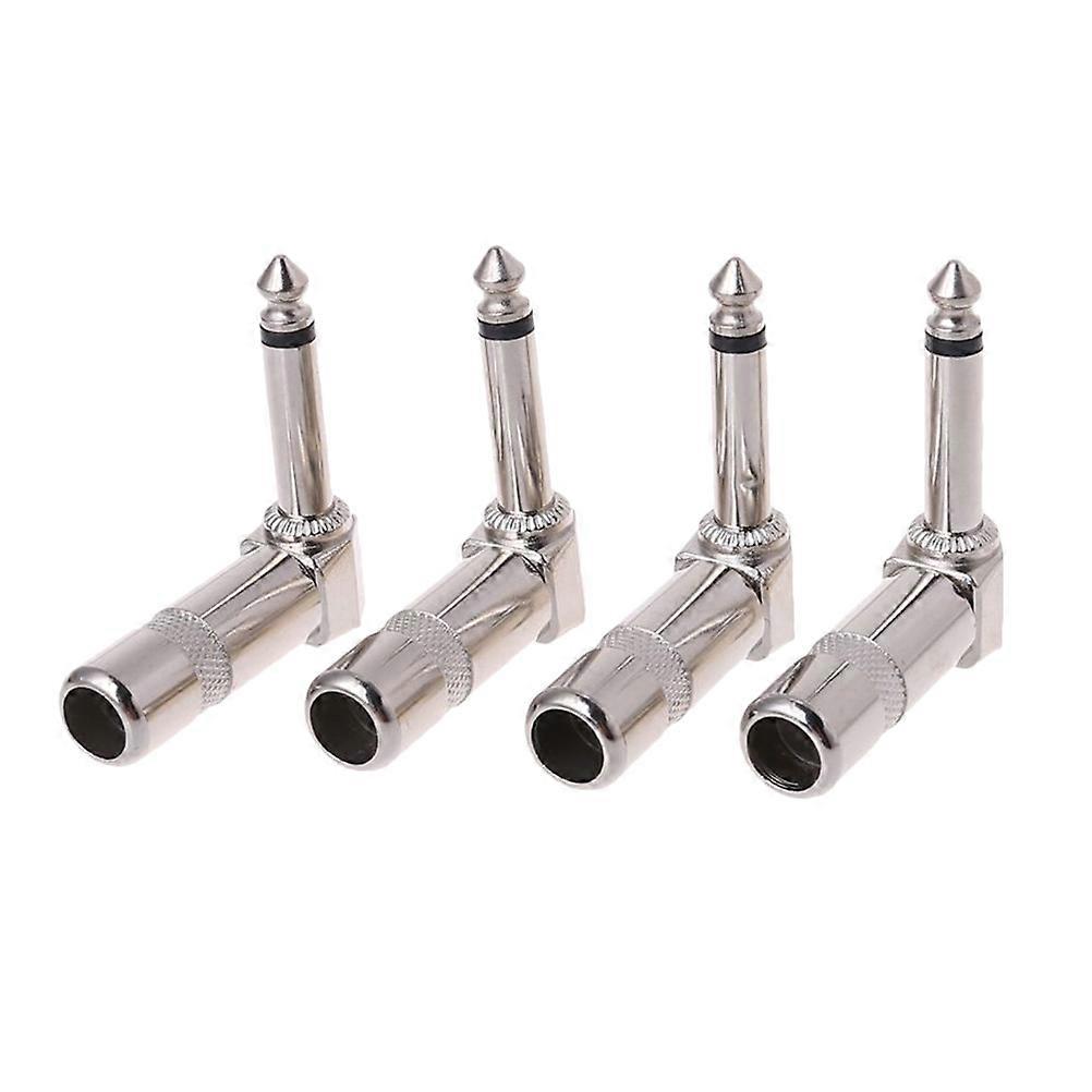 4pcs Mono Guitar Plugs, Durable Right Angle Phono Connector for Guitar Signal Transfer, Suitable for Stage, PA, DJ and Studio Recording Applications