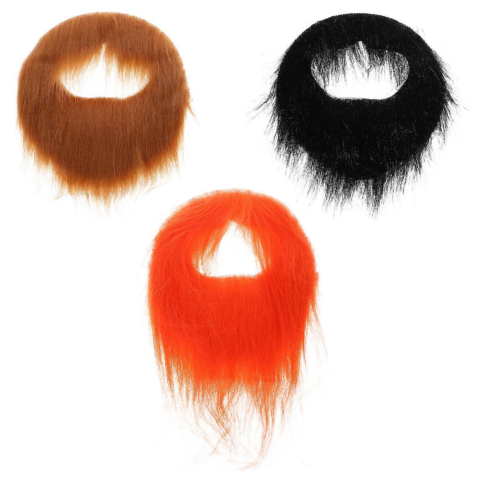 Fake Beard Full Face Facial Hair Simulation Assorted Color Festive Event Props 3Pcs