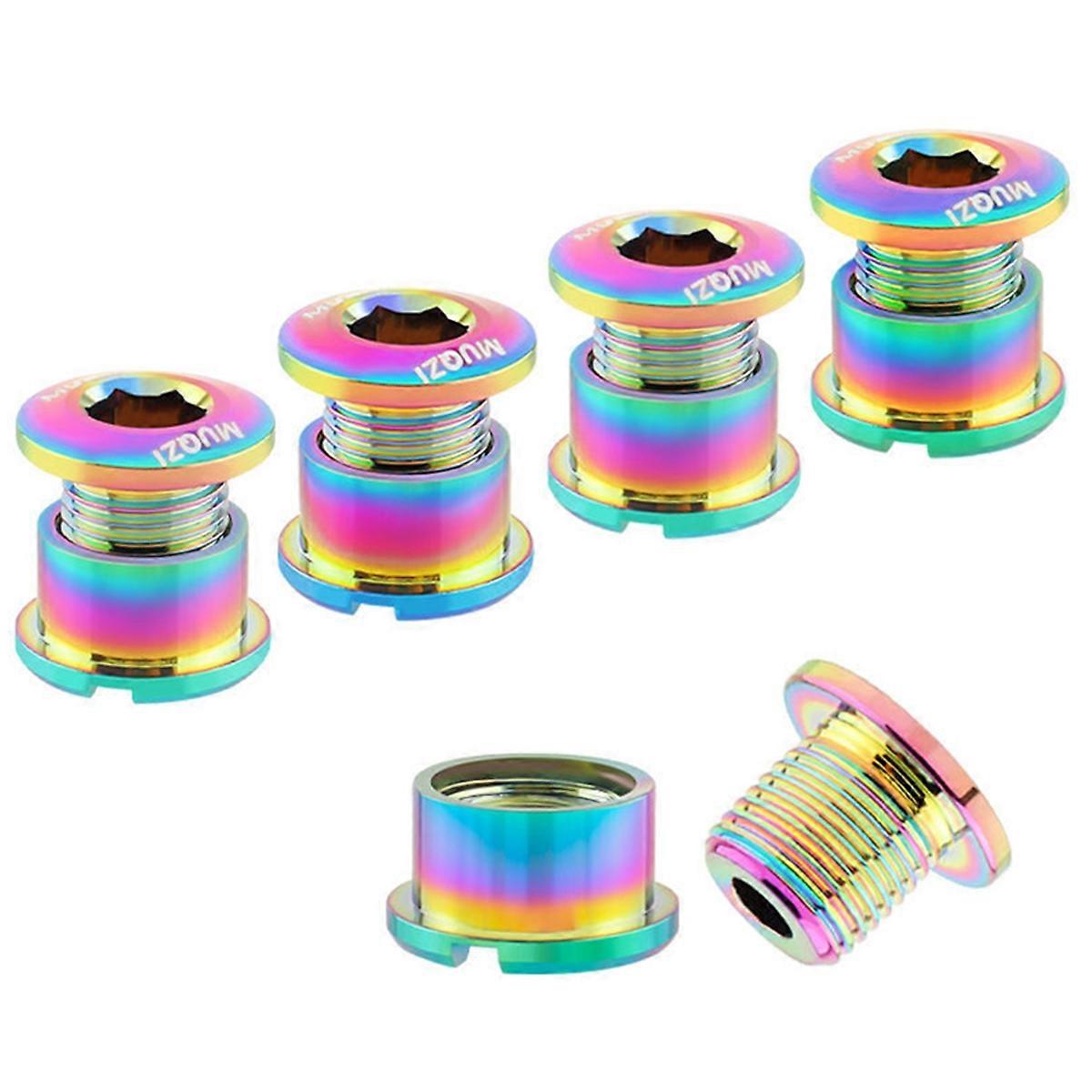 5Pcs Colorful Chainring Bolts Set Single/Double Chainring Screws for Road and Mountain Bikes 6.5mm