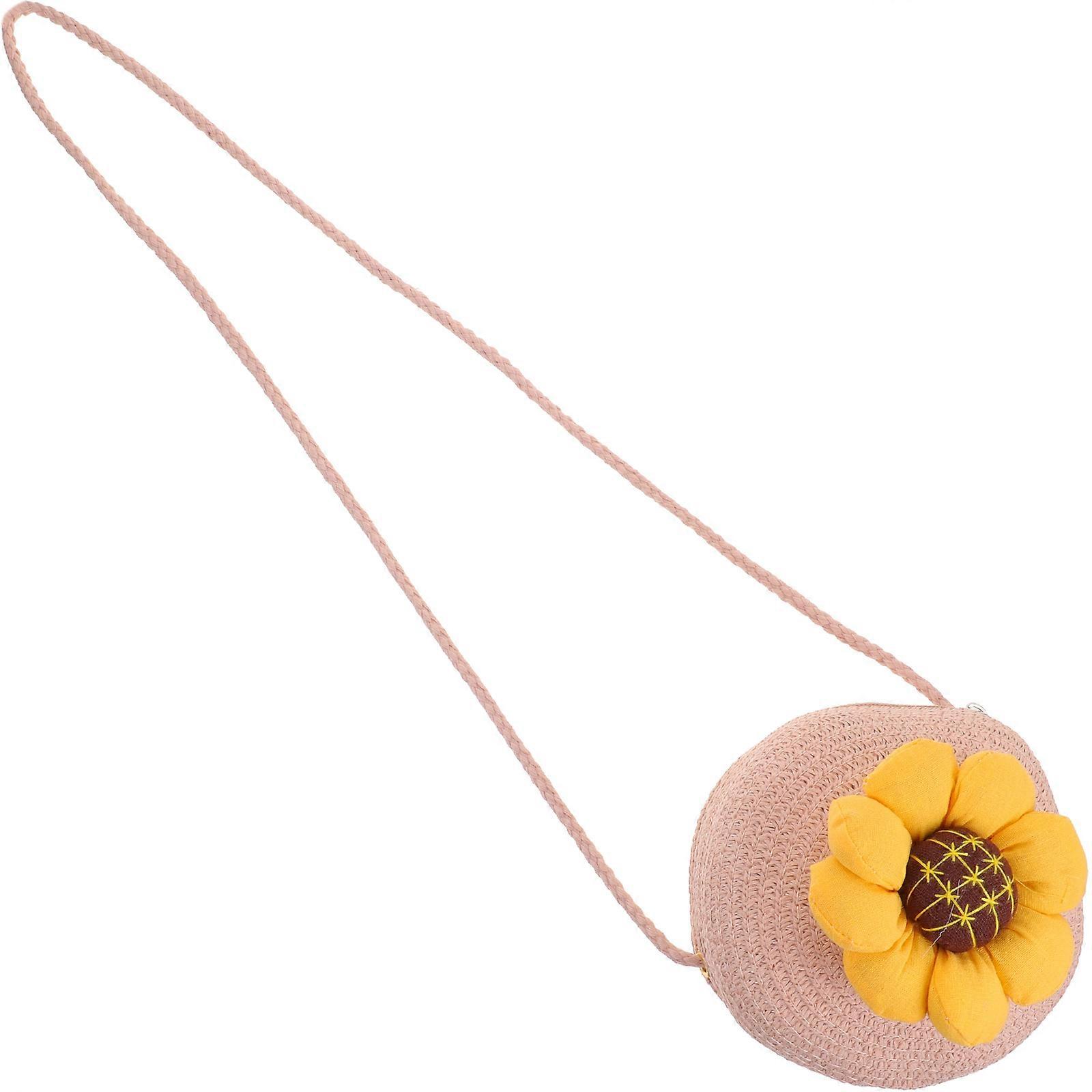 Straw Summer Children Bag Round Shape For Beach And School 1Pack