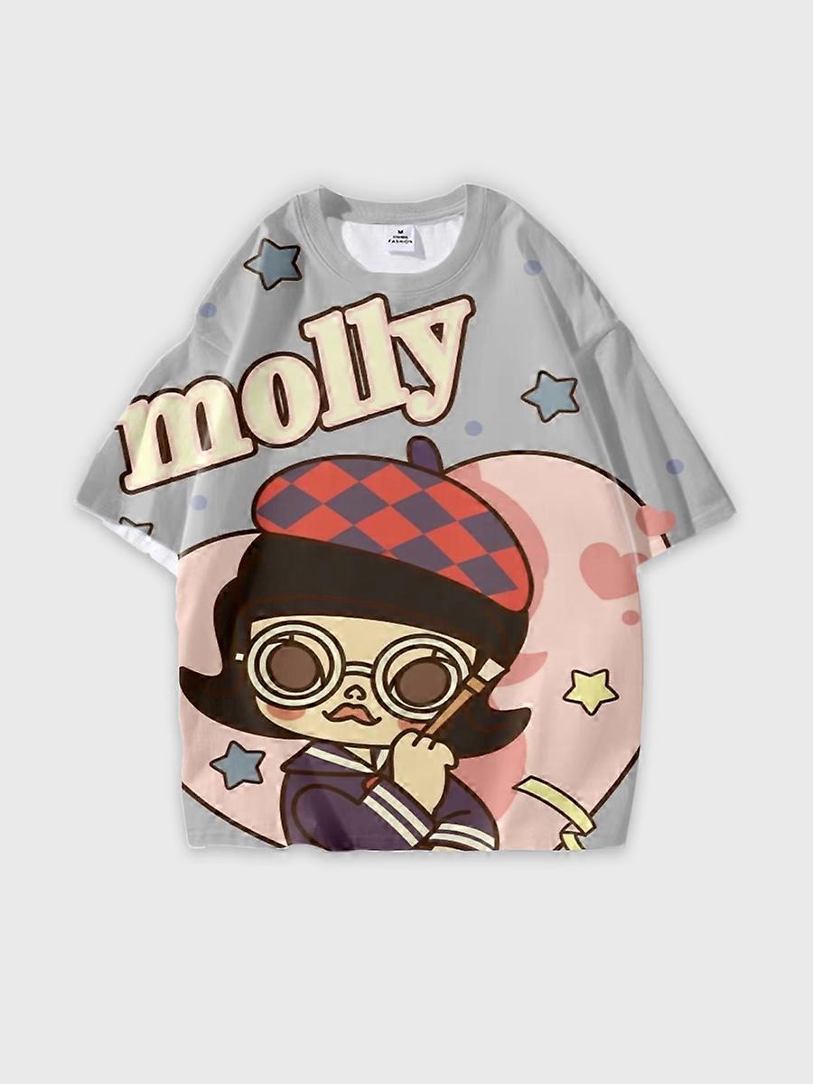 T-shirt round neck Pattern loose short sleeve JW406