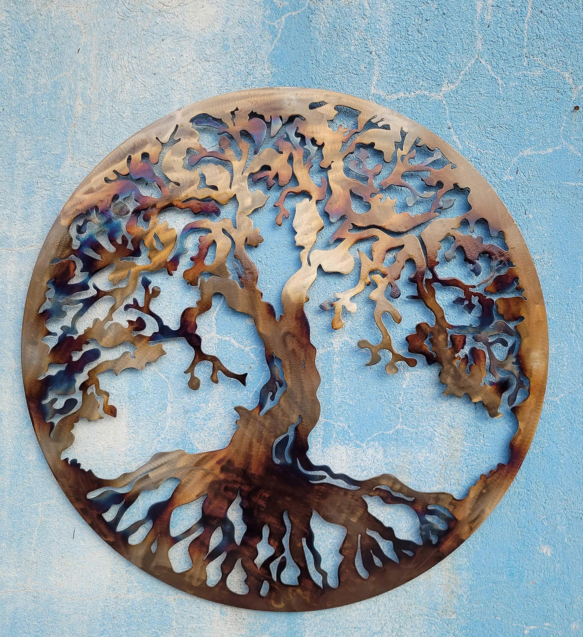 Tree of Life, Warmth, Coloured 90 cm Metal Wall Decoration'