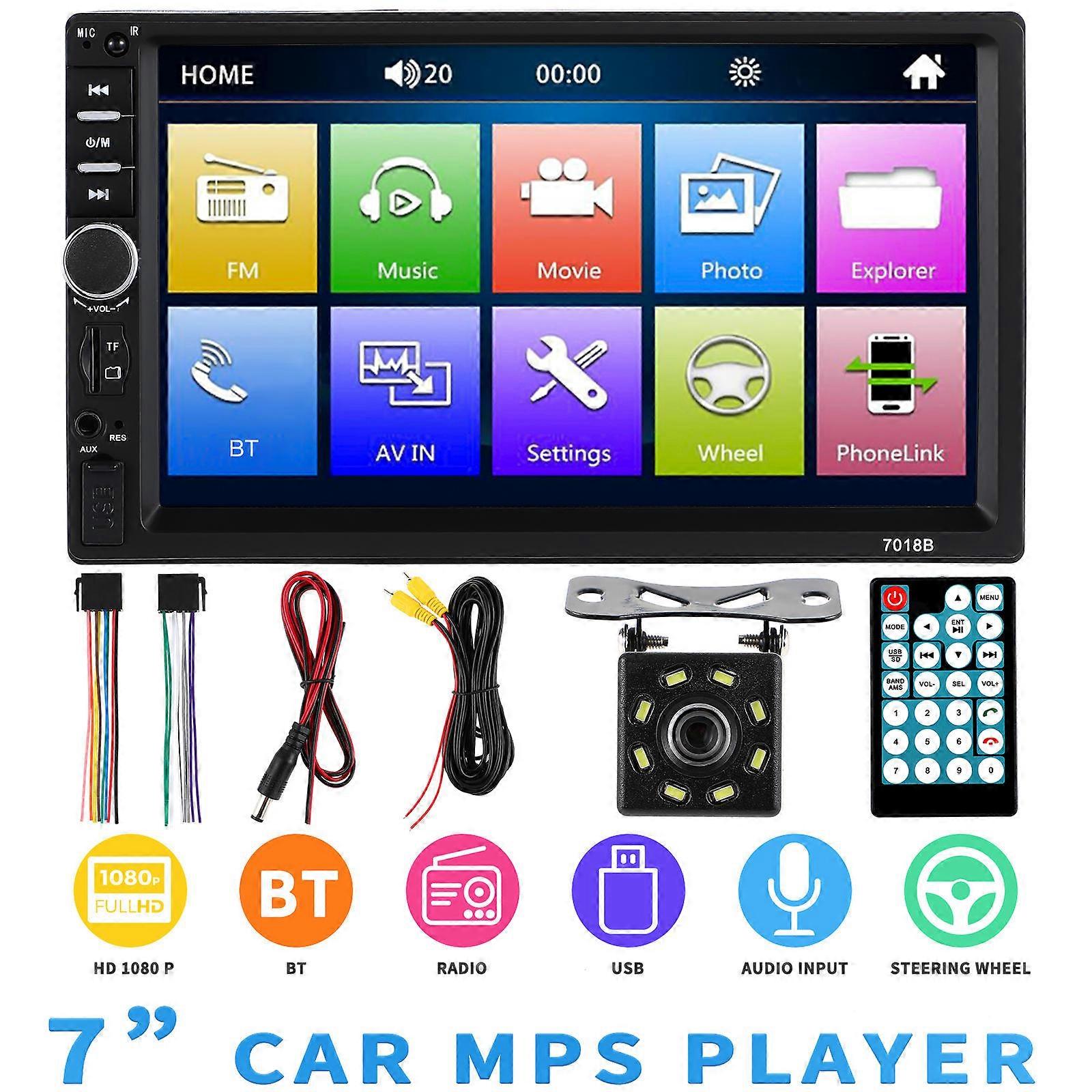 Car Multimedia Player 7 Inch Touch Screen MP5 Player Stereo Sound Hands Free Phone Answering 1Set