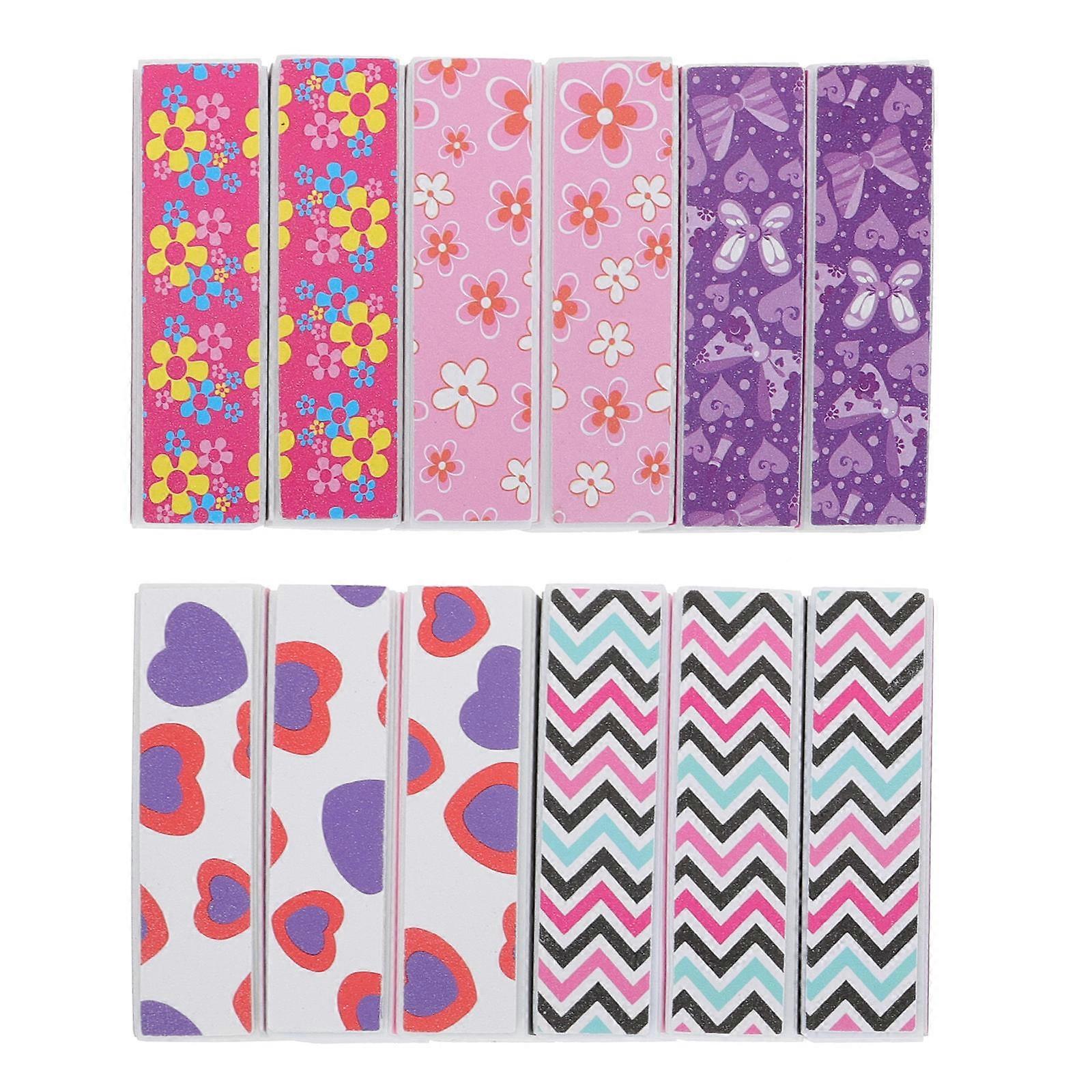 Small Nail Buffers Blocks For Nails Polishing Block Assorted Color 9x3.5cm Nail Trimming 12Pcs