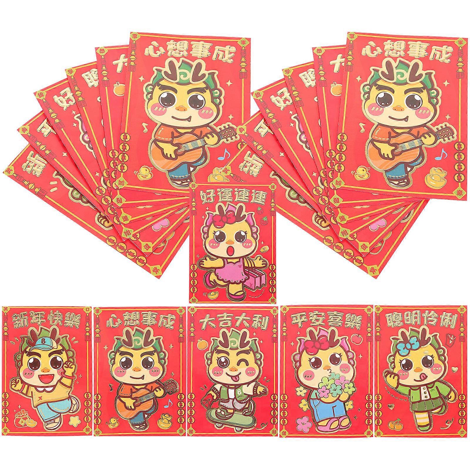 Red Packet Envelope Lunar New Year Celebration Workmanship 11.5x8cm 30Set