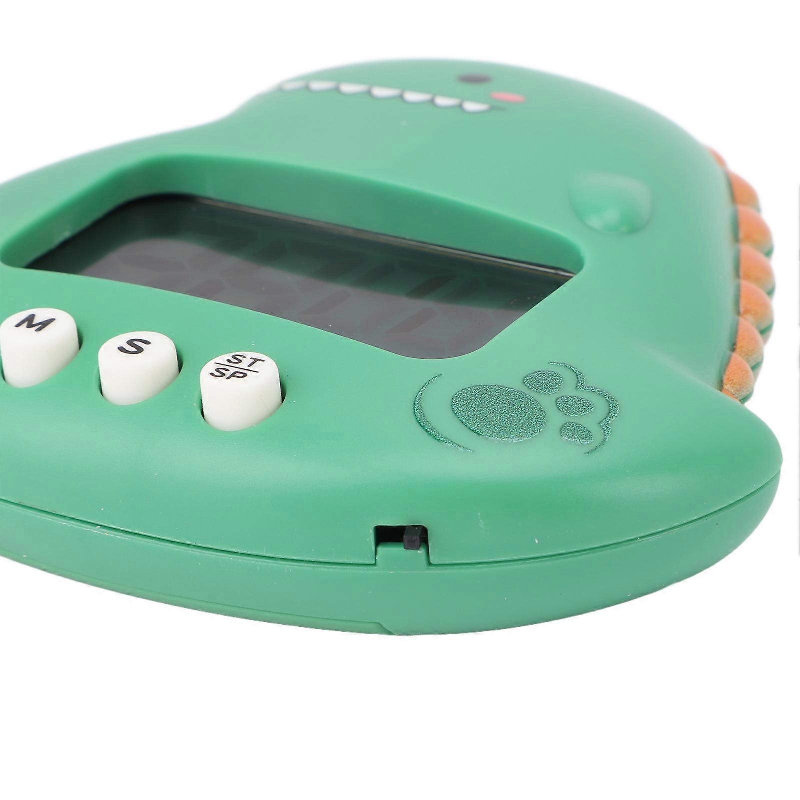 Cute Dinosaur Kids Timer Large LCD Display Loud Alarm Digital Kitchen Timer Magnetic Countdown Timer for Classroom Home Study Cooking Green