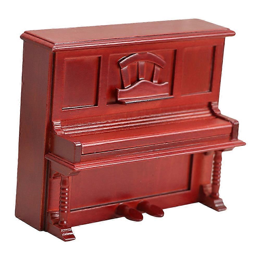 Red Miniature Piano for Dollhouse Layout Decorations Retro Style Synthetic Material Perfect for Toy