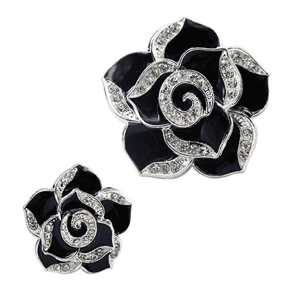 Air Vent Flower Decorations For Car Camellia Rhinestone Encrusted Fragrance Holder Odor Minimization 2Pack
