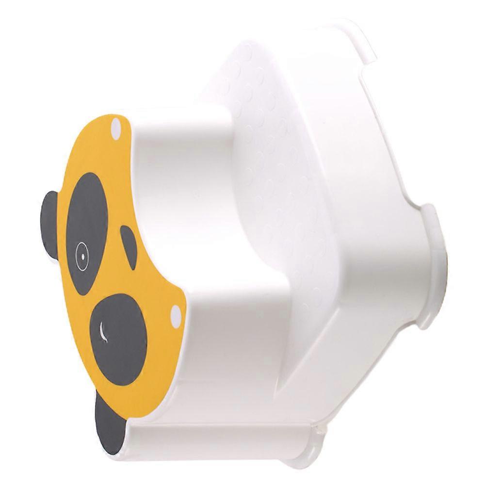 1Pc Children Anti-slip Step Stool Cartoon Panda Pattern Washing Footstool Kids Double Layer Stool (Yellow)