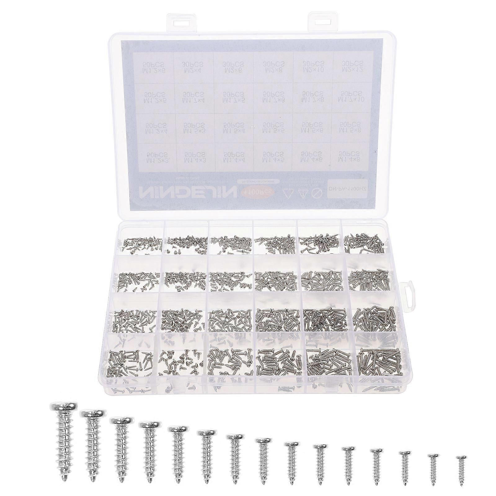 Self Tapping Screw Set Carbon Steel Round Head Practical Design For General Users 1Set