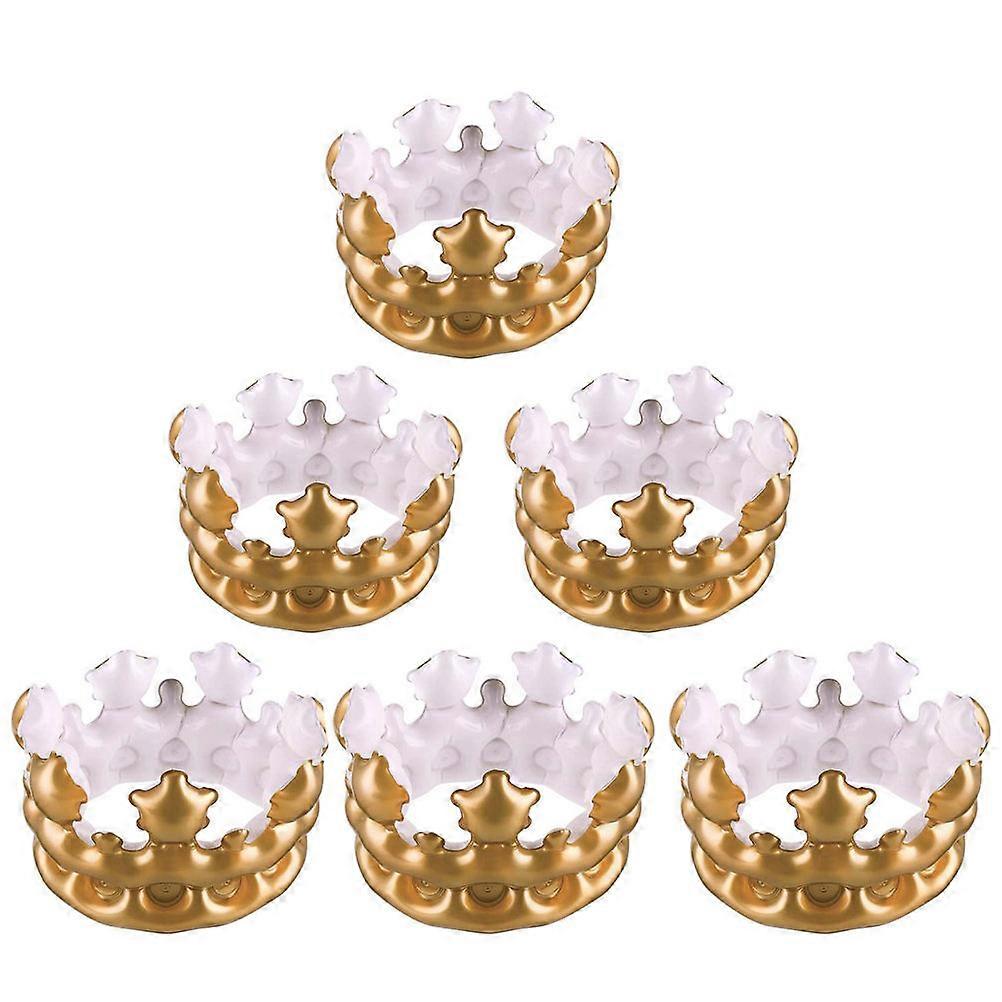 Inflatable Crown Birthday Men Photo Prop Delicate Design Assorted Color PVC Material 6Pcs
