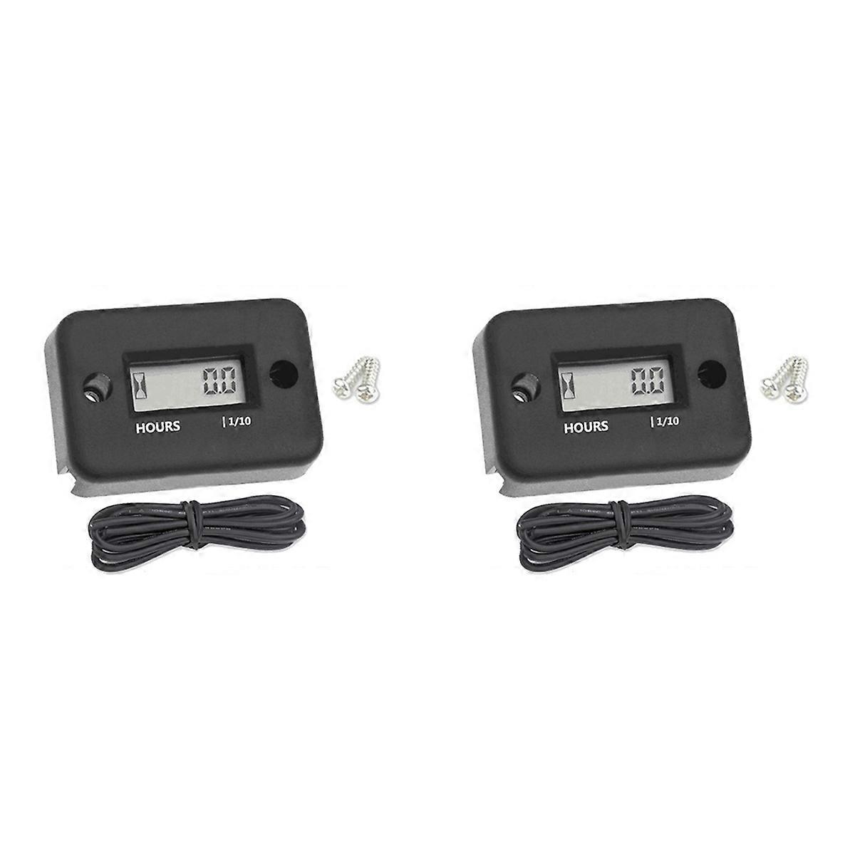 2X Waterproof LCD Display Digital Hour Meter Inductive Timer for Bike Motorcycle ATV Snowmobile Engi