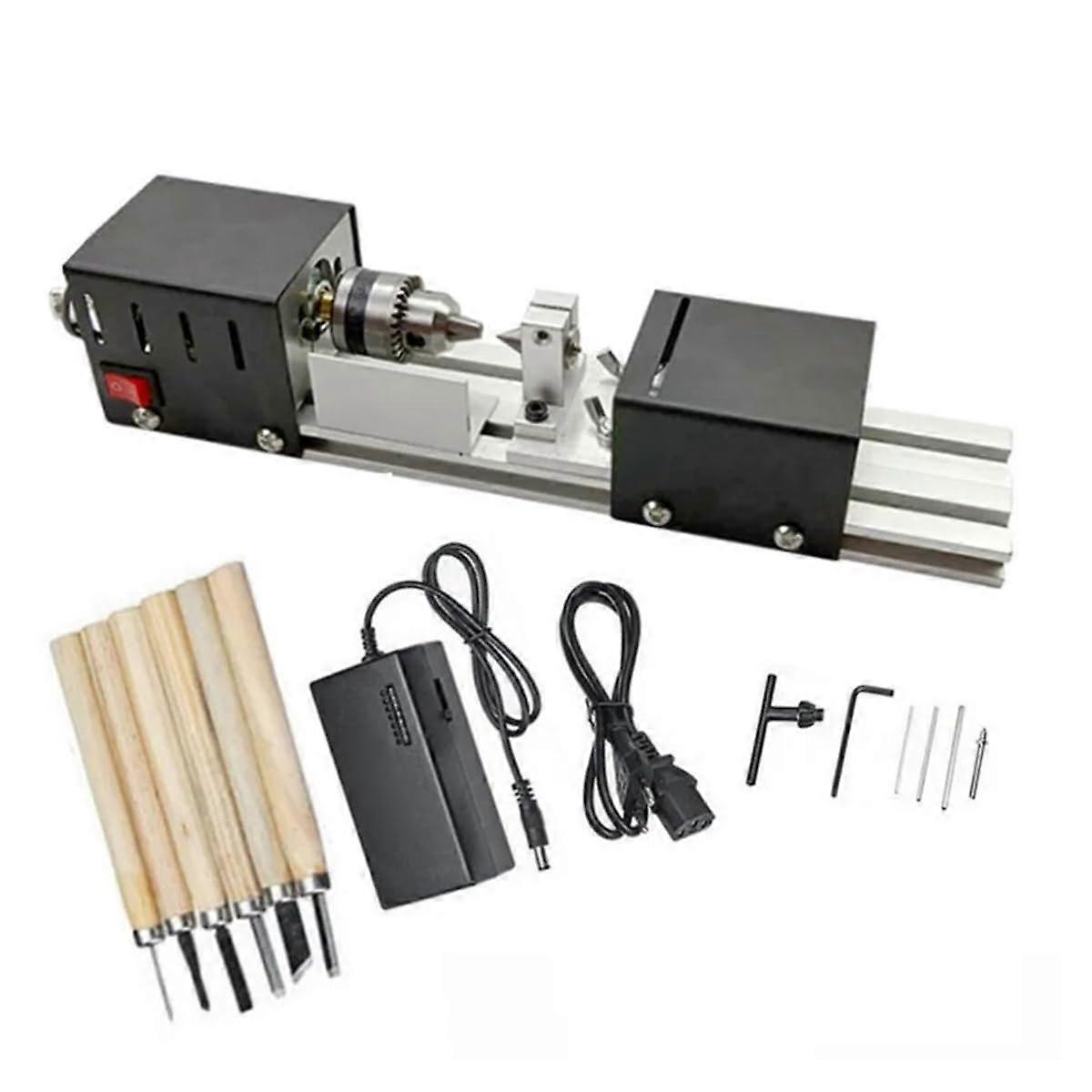 Mini Lathe, Bead Polishing Machine, CNC Carving for Tabletop Woodworking, Wood Tool Lathe, Standard Set (Basic Black 2)