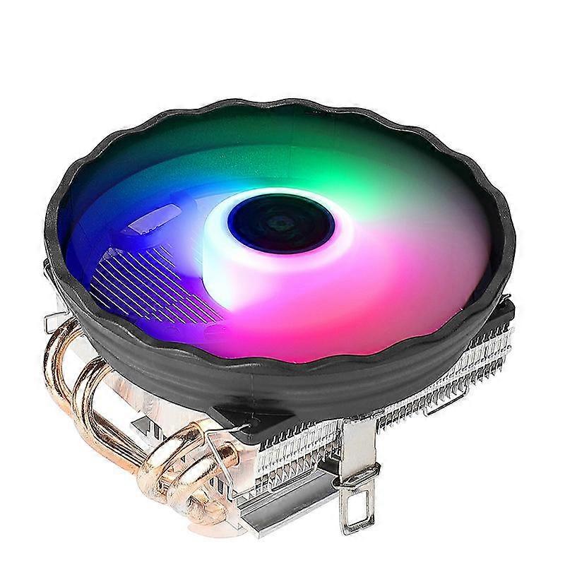 EVESKY 12cm RGB LED CPU Cooler with Dual Copper Heat Pipes Quiet Fan for Desktop Computers 300