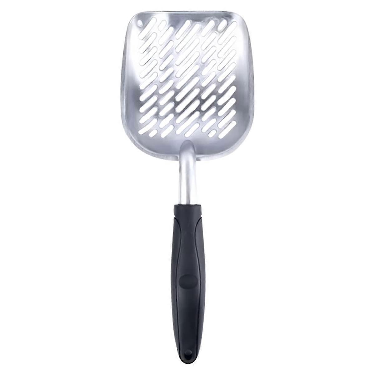 Cat Litter Scoop Jumbo Size with Handle, Stainless Steel, Large Pet Tool for Clumping, Easy Wielding, Black