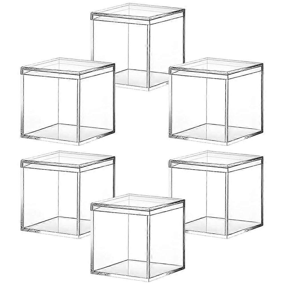 Clear Acrylic Square Cube Box for Storage Lightweight Compact and Multi Functional 6 Pieces 0.5"x0.5"