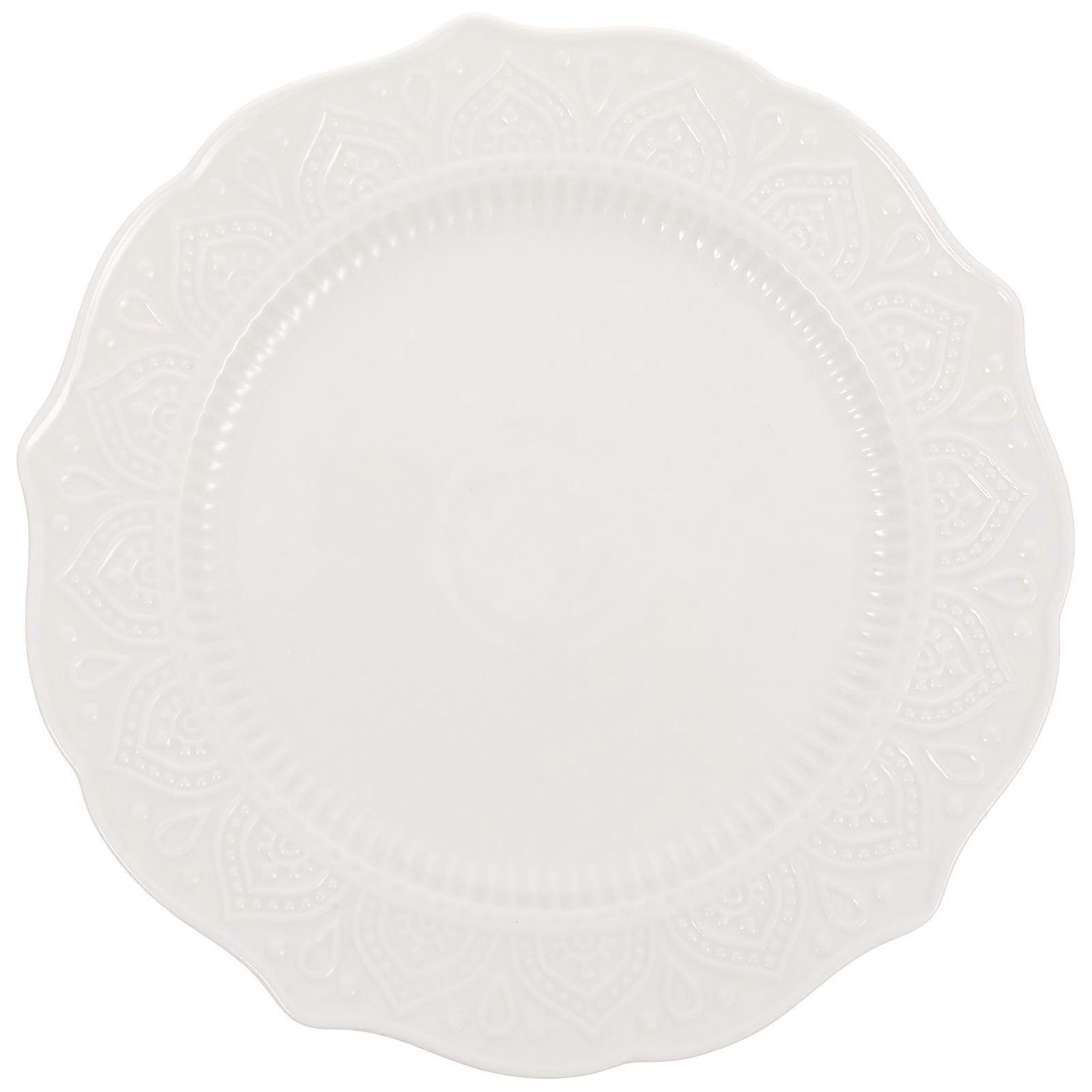 Ceramic Dinner Plate for Kitchen Use White Resistant Easy to .5 Inches