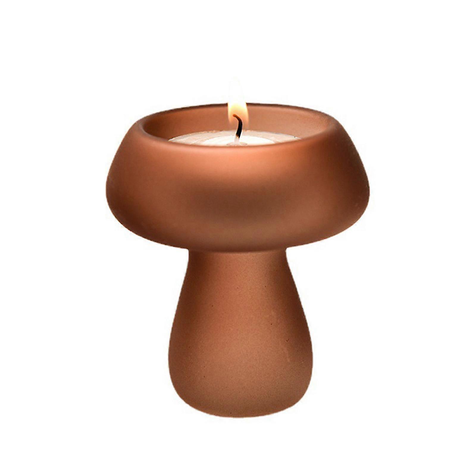 Bougie en verre champignon - Bougie décorative à usage domestique et cadeau (marron, blanc, rose, vert, jaune, gris) 2025