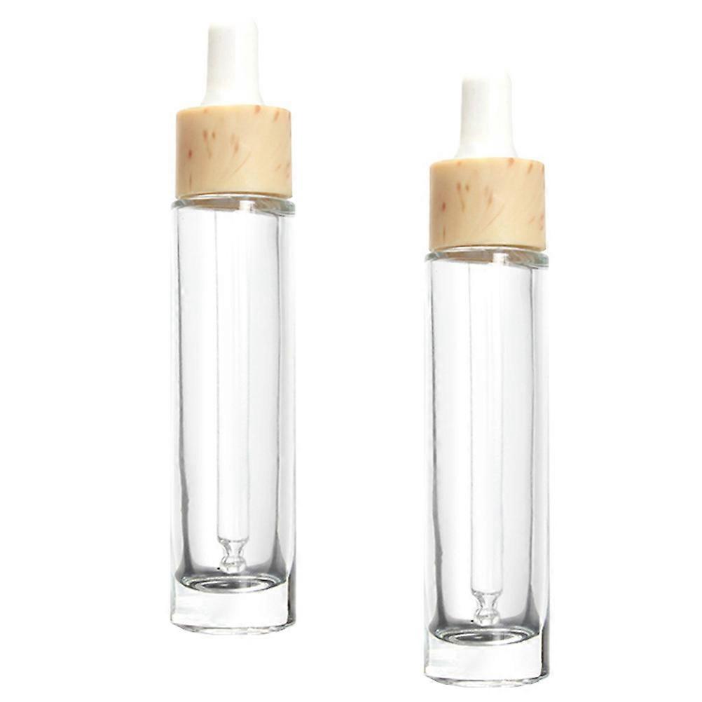 2pcs Refillable Glass Essential Oil Bottles with Dropper, Imitation Wood Grain Design for Aromatherapy, Lotion & Liquid Storage