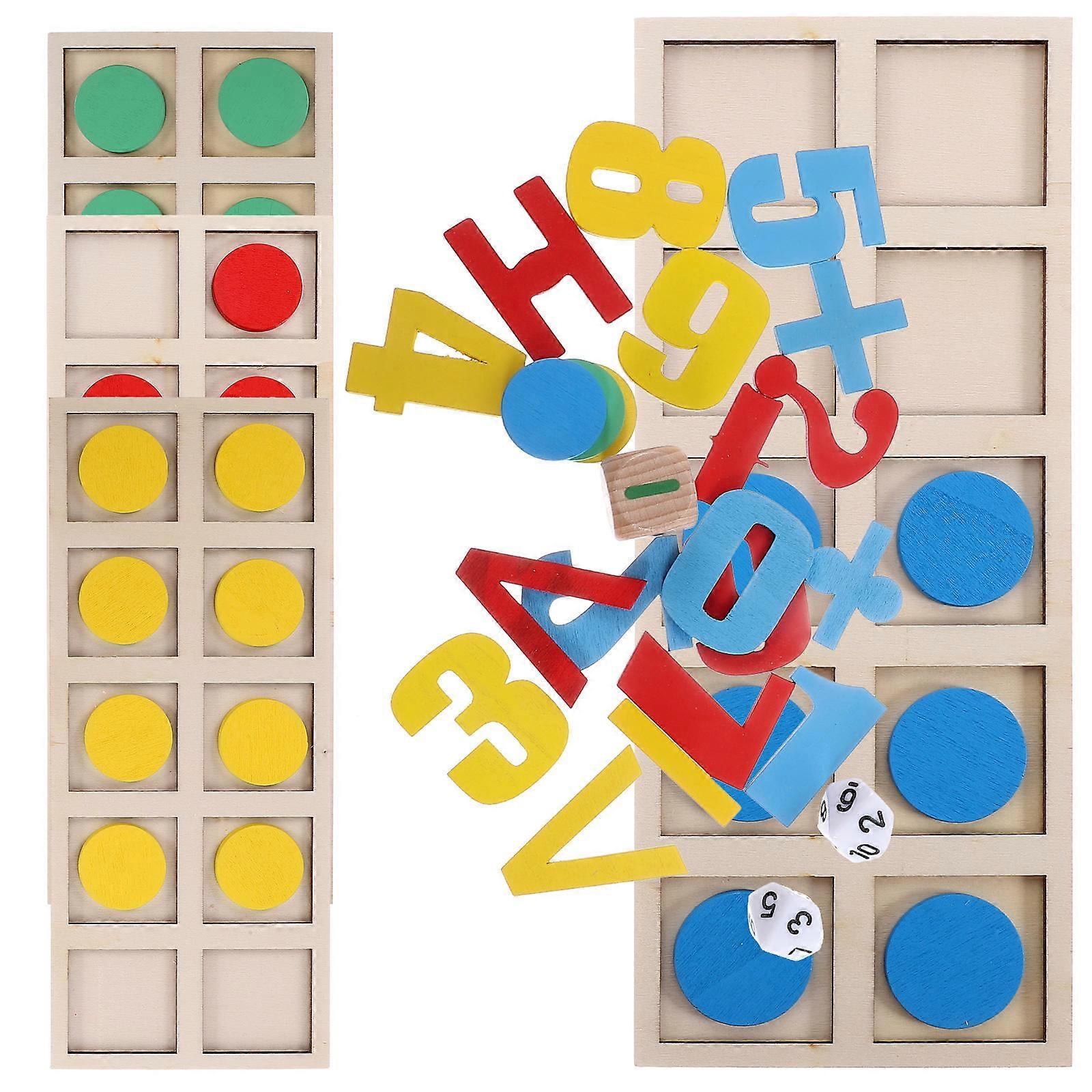 Wood Math Counters for Kids Educational Toy Suite Assorted Color Safe Healthy No Smell 1 Set