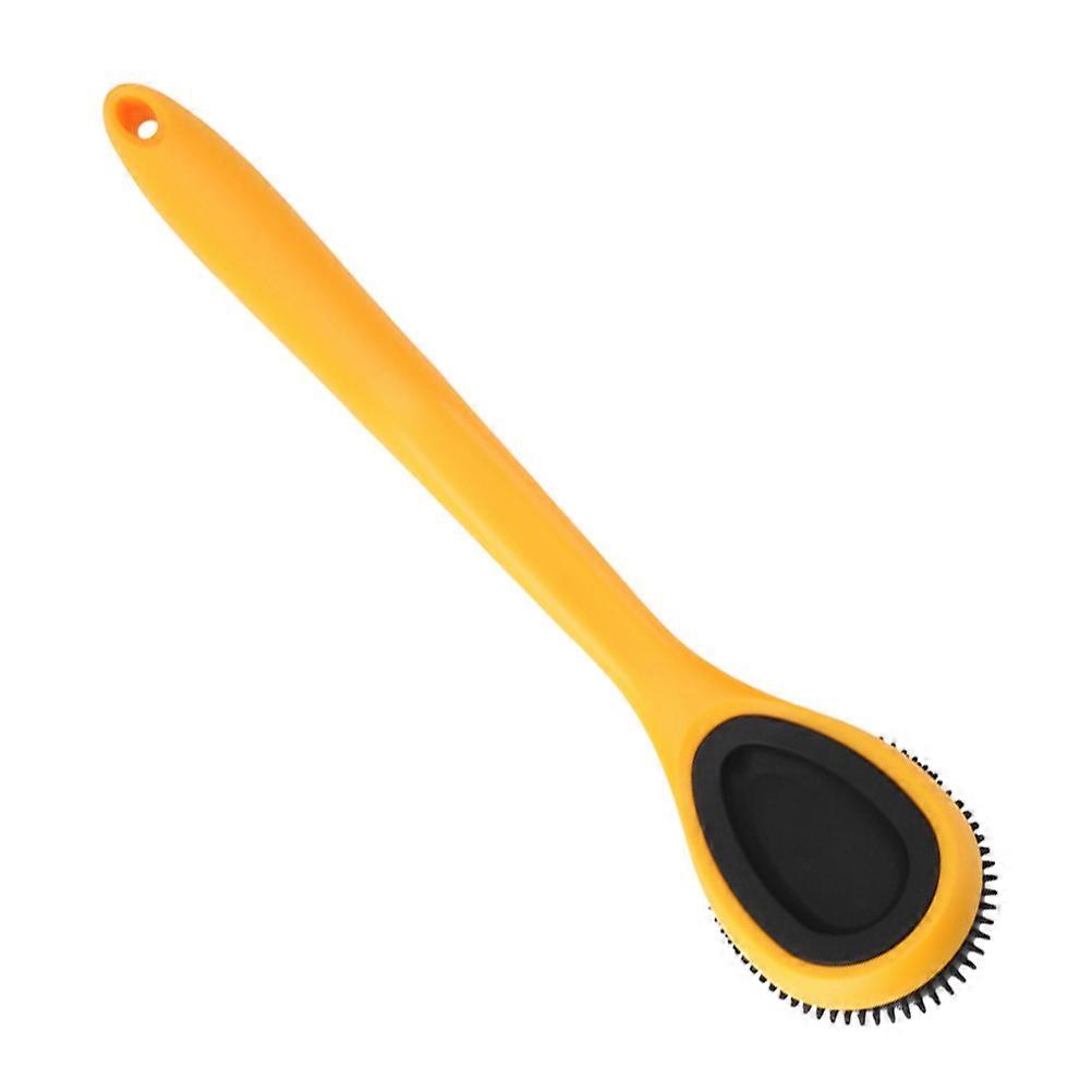 Yellow Kitchen Cleaning Brush with Detachable Head and Long Handle for Easy Pot Scrubbing in Silicone PP 1Pc