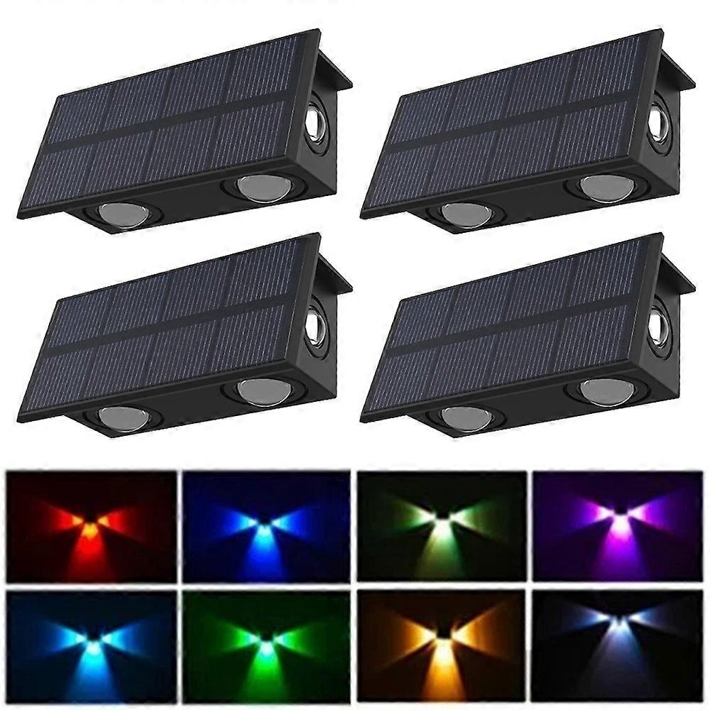 TS-G0308 4 قطع 4LED غسالة الجدار الخفيفة في الهواء الطلق للطاقة الشمسية للماء مصباح محيط 3 جوانب ، RGB + ضوء دافئ