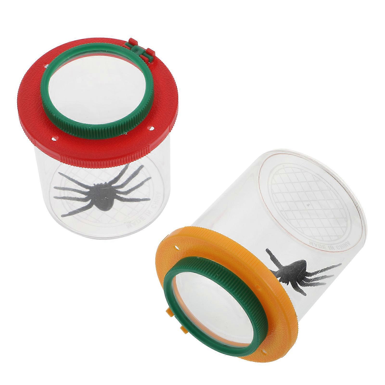 Insect Observation Box for Kids with Magnifying Glass and Transparent Cover ABS Material 2 Pcs