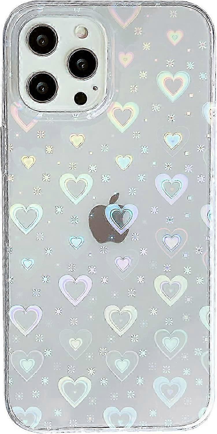 Love Heart Laser Clear Soft Compatible with iPhone Case (Clear,iPhone 12 Mini) Clear