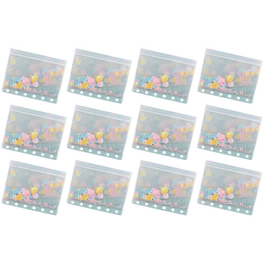 A6 PU Notebook Binder with 12pcs Plastic Pockets for Storing Bills and