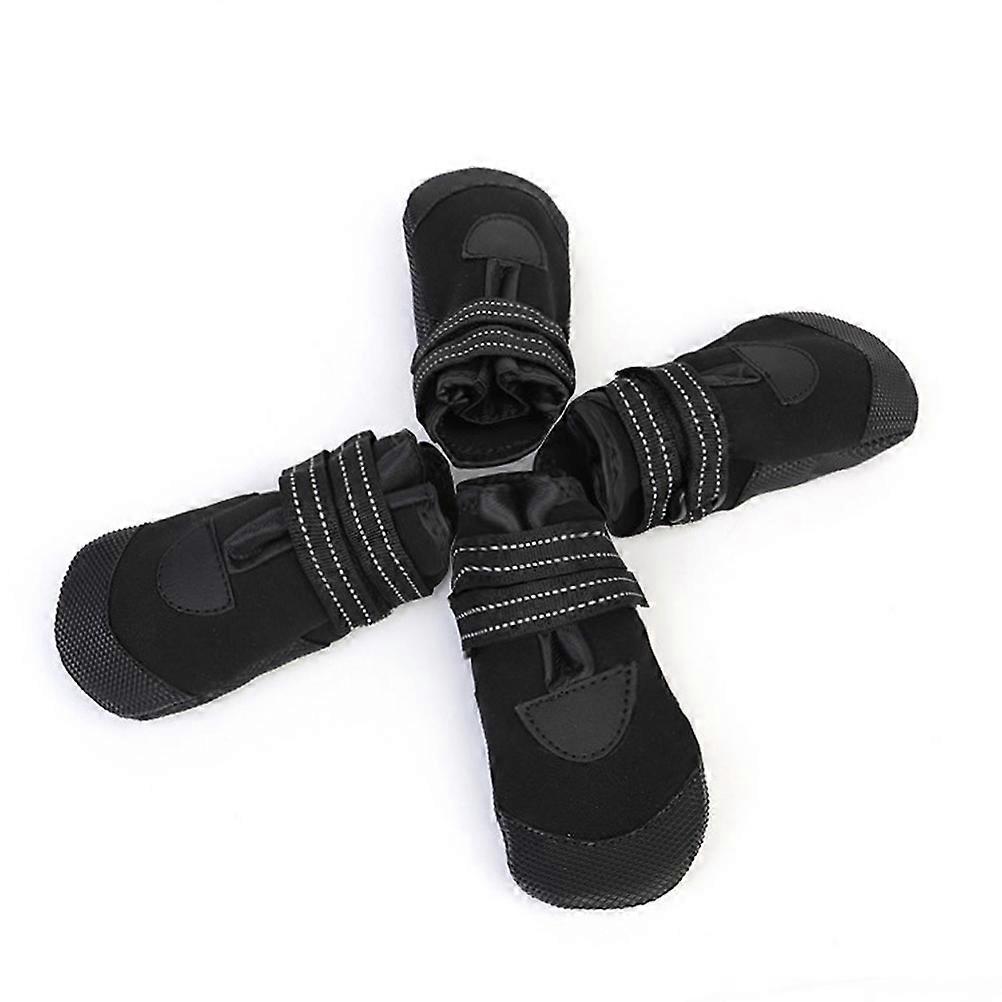 4pcs Waterproof Winter Dog Shoes Non Slip Reflective Boots for Pets Accessories (Black)