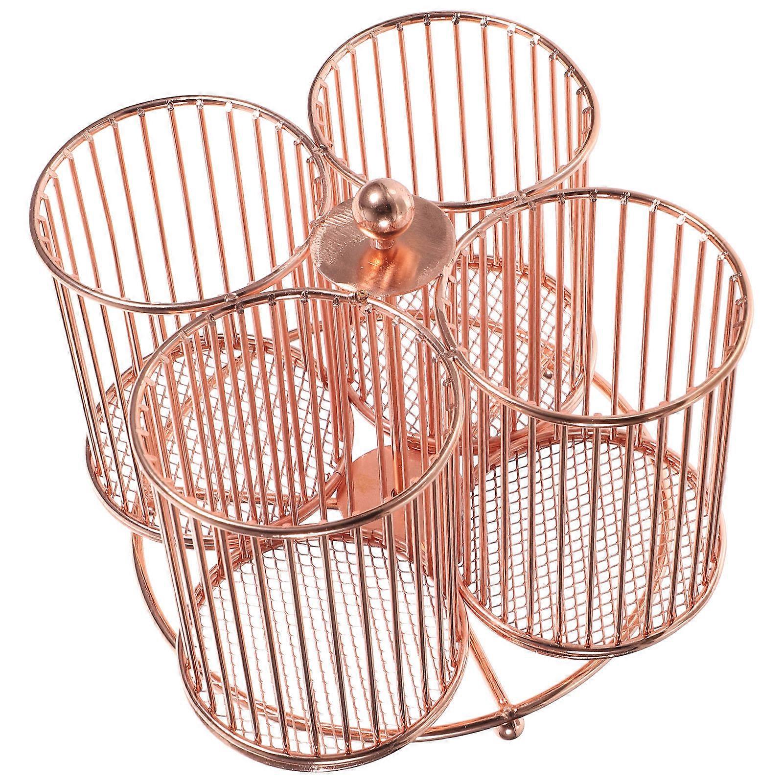 Pen Holder Rotating Grids Organizer For Office Use Rose Gold 1Set