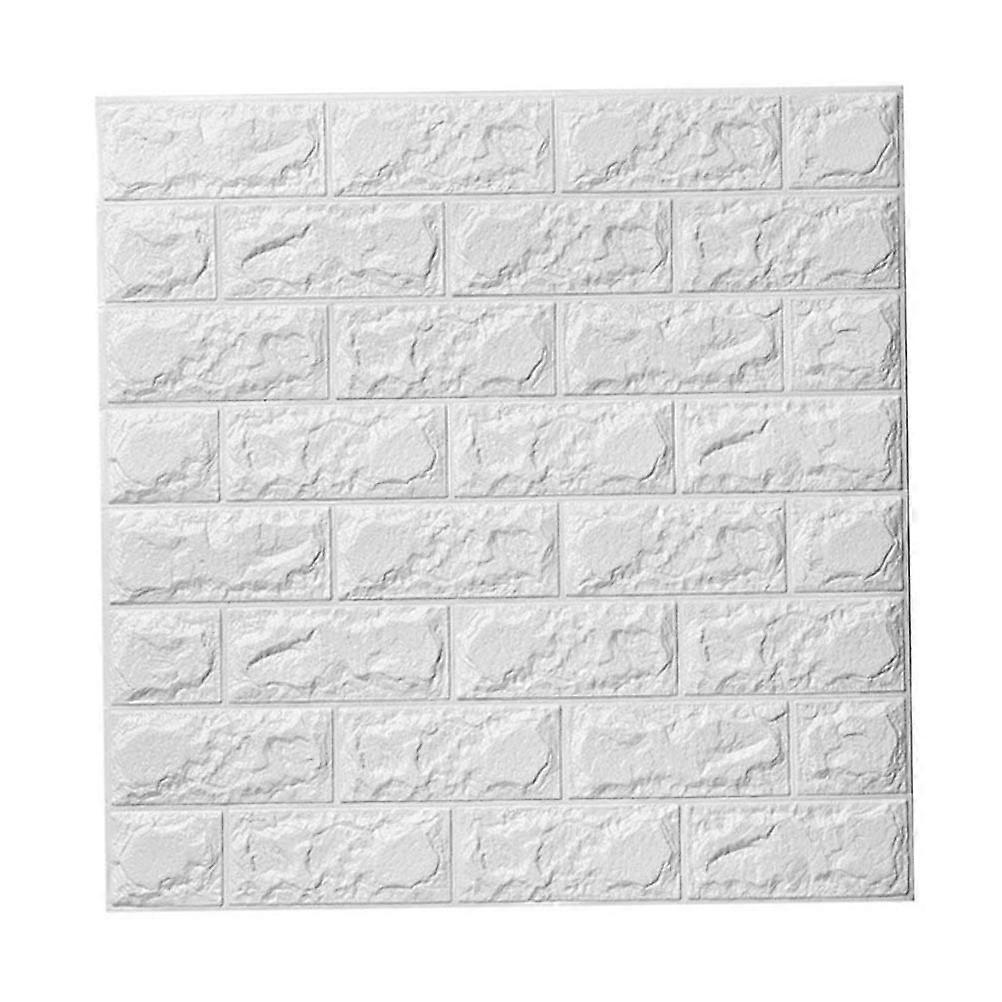 3D Brick Grain Wall Stickers Adhesive Foam for Wall Decoration Easy to Apply and Remove White 70x77cm