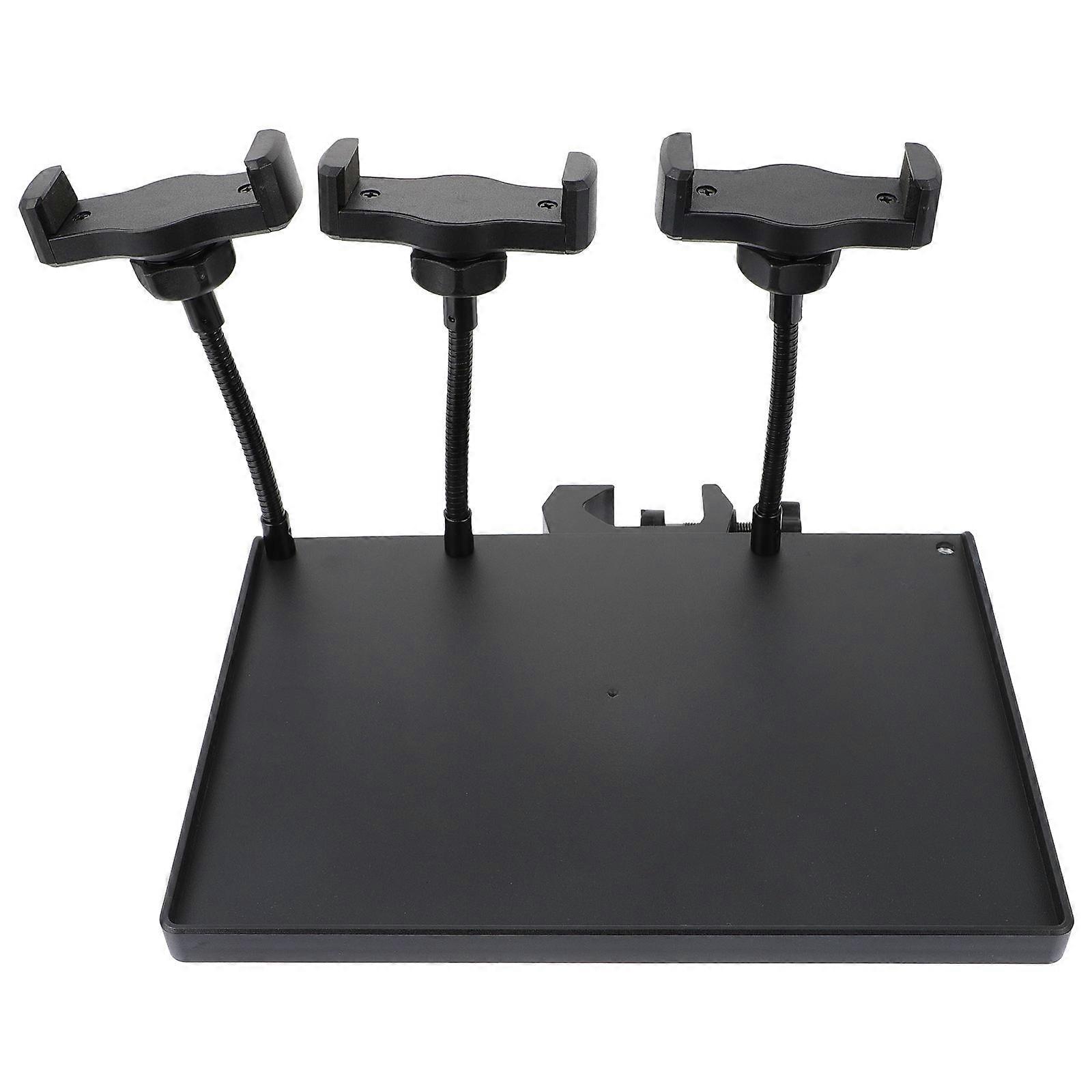 Mic Stand Tray with Clip Bracket, Multi Functional Phone Holder, Utility Shelf for Streaming, Recording, Photography, Durable Angle, Compatible with