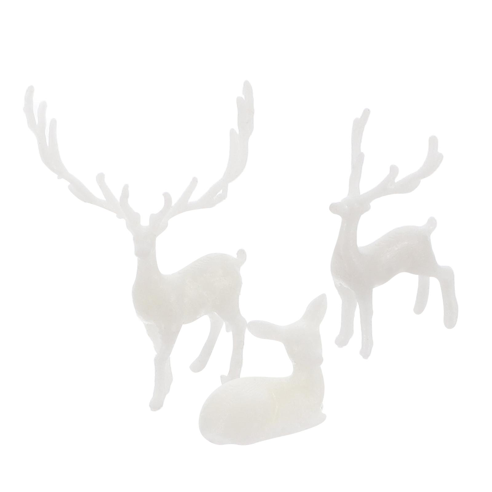 White Resin Elk Statue for Decor with Craftsmanship and Versatile Use 3 Pieces