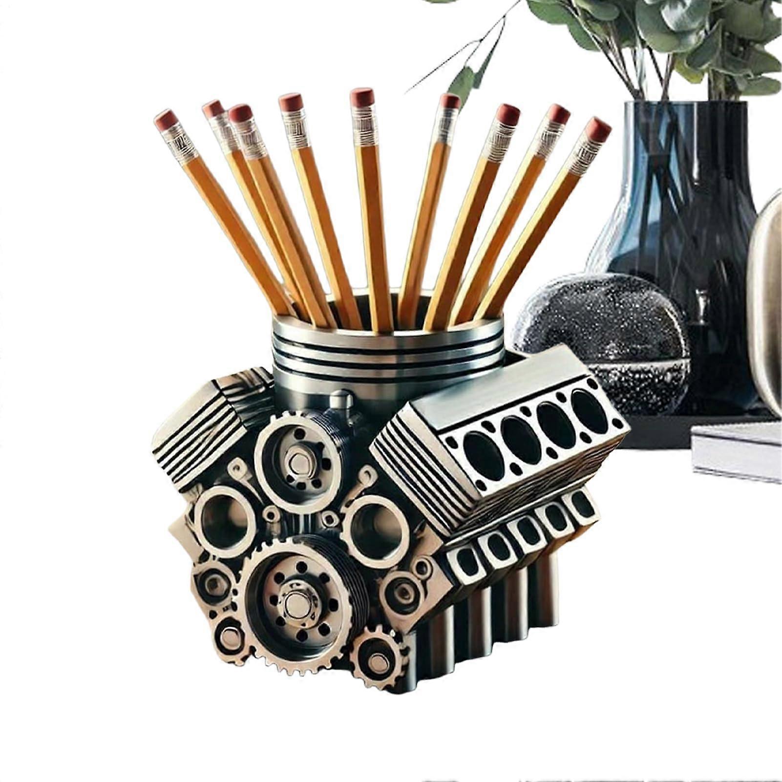 V8 Motor Pencil Holder Motor Block Desk Organizer Pen Holder