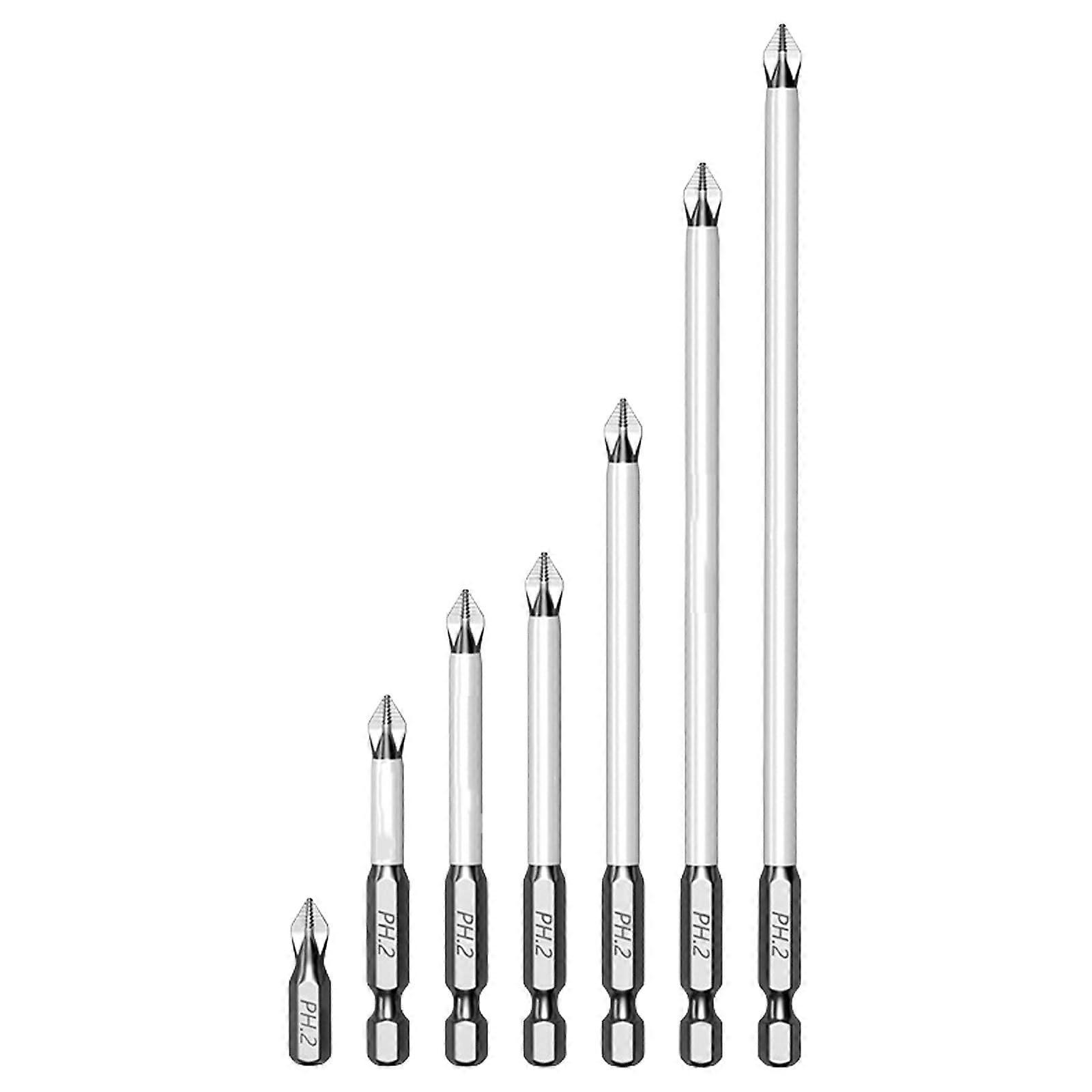 Heavy Duty Electric Screwdriver Bits, Hex Shank, Bits for Secure Fastening and Drilling, Electric Screwdriver Shank, Kit 25 X 150 Mm, 7 Pieces