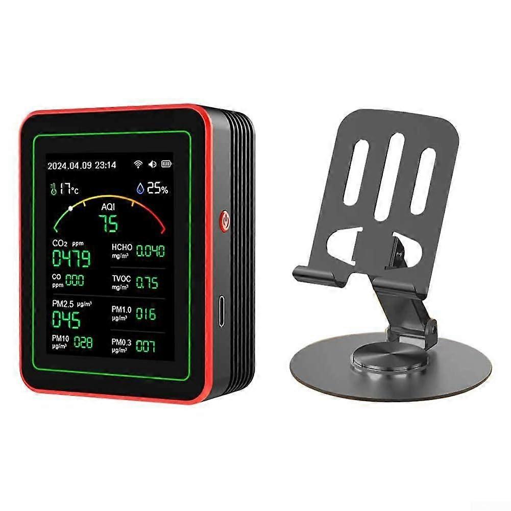 WiFi 15 in 1 Air Monitor with Comprehensive Detection of PM2.5, PM10, Temperature and Humidity (Black)