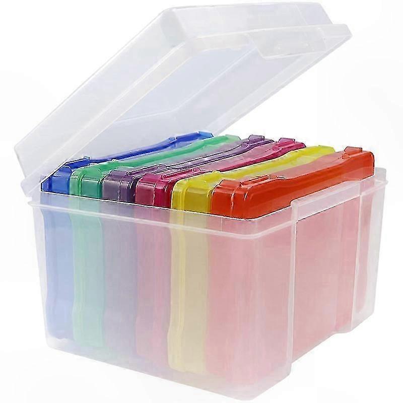 7x5 Inch Multicolor Plastic Photo Storage Organizer Box for Picture Crafts and Keepsakes