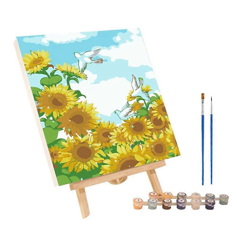 For Beginners Oil Painting By Numbers Kit 20x20cm Complete Set With Frame Brushes Pigments