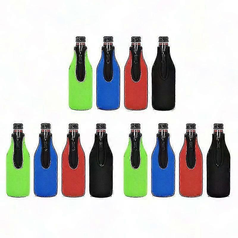 12 Pack Beer Bottle Insulator Sleeves - Zip-Up Cooler Jackets to Keep Drinks Cold