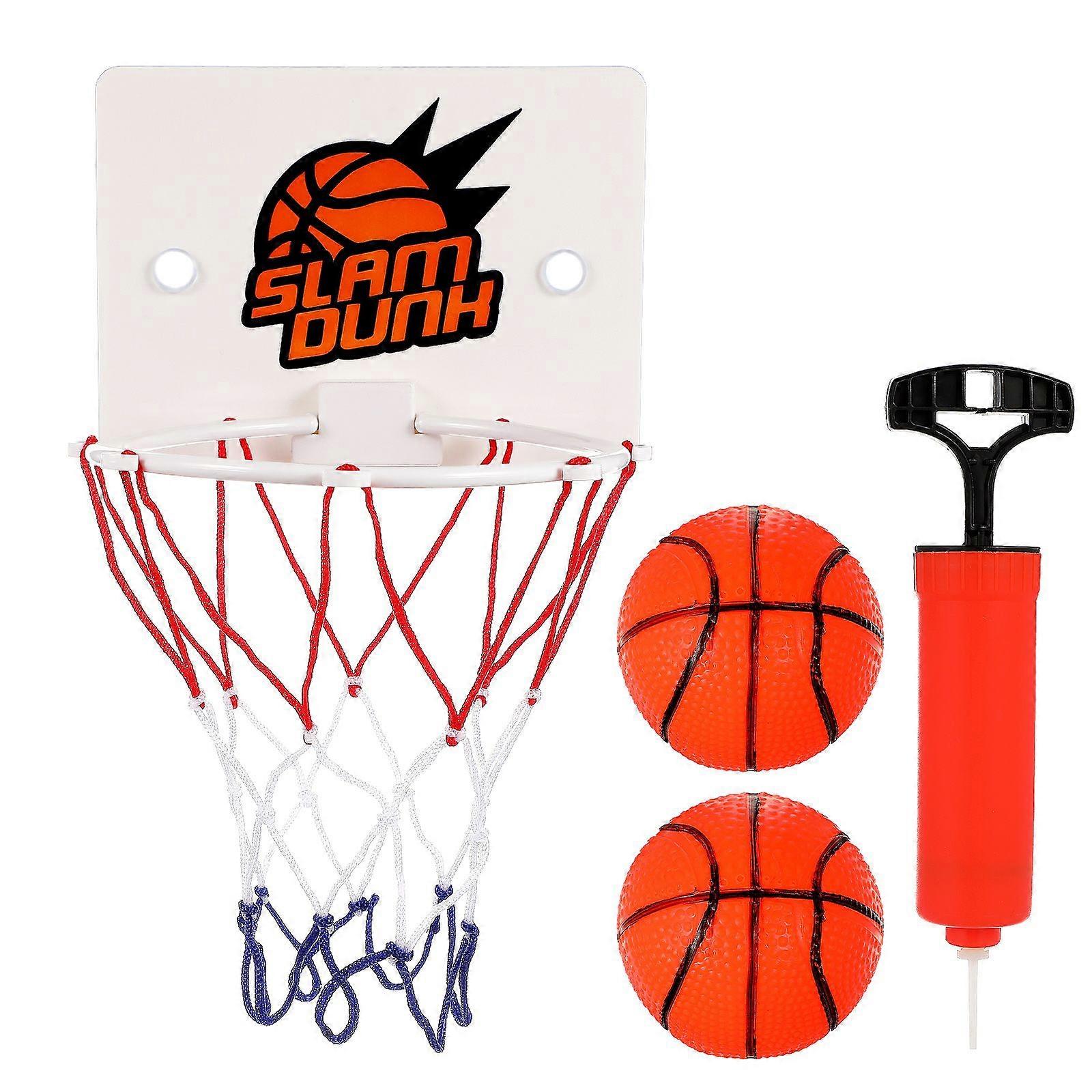 1 Set of Portable Mini Wall-mounted Basketball Toy Indoor Home Basketball Sports Game Toy (1PC Backboard 1PC Inflator 2PCS Balls)