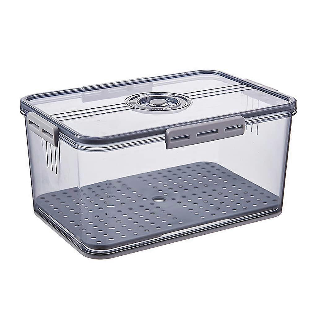 Food presentation storage container with lid drainage timing refrigerator organizer gray J